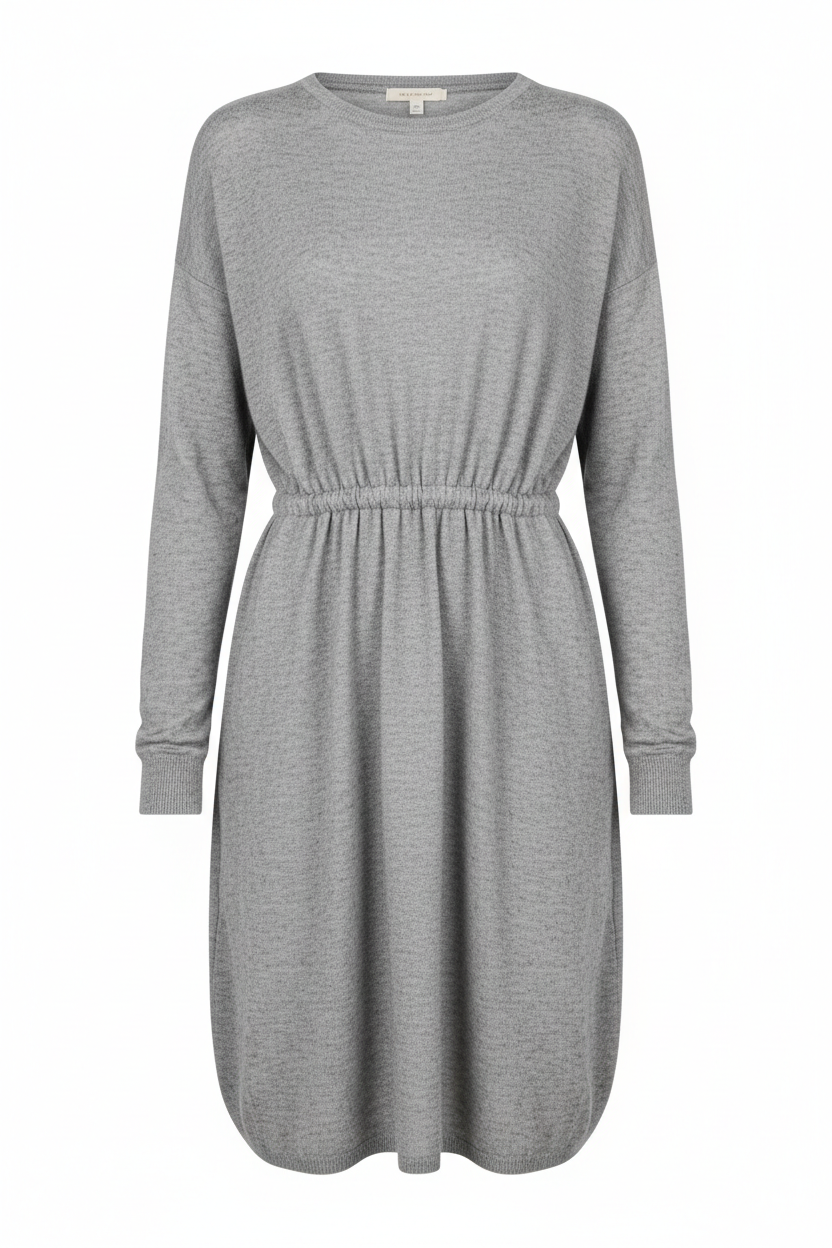Cotton Knee Length Sweater Dress in gray