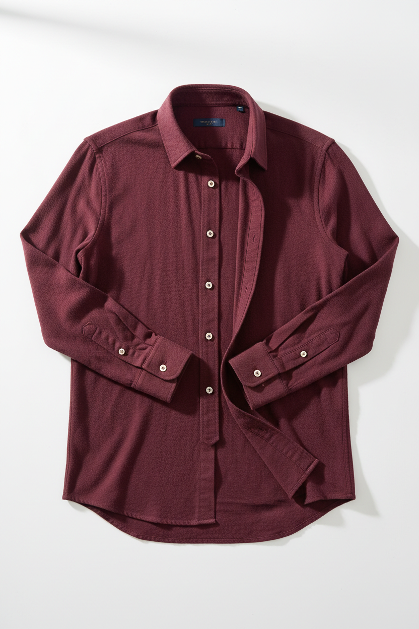 Men's Cotton Button-Down Dress Shirt in maroon