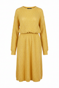 Cotton Knee Length Sweater Dress in yellow