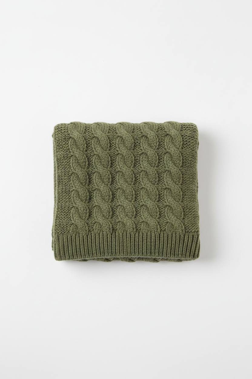 Pure Cotton Winter Neck Scarf in olive