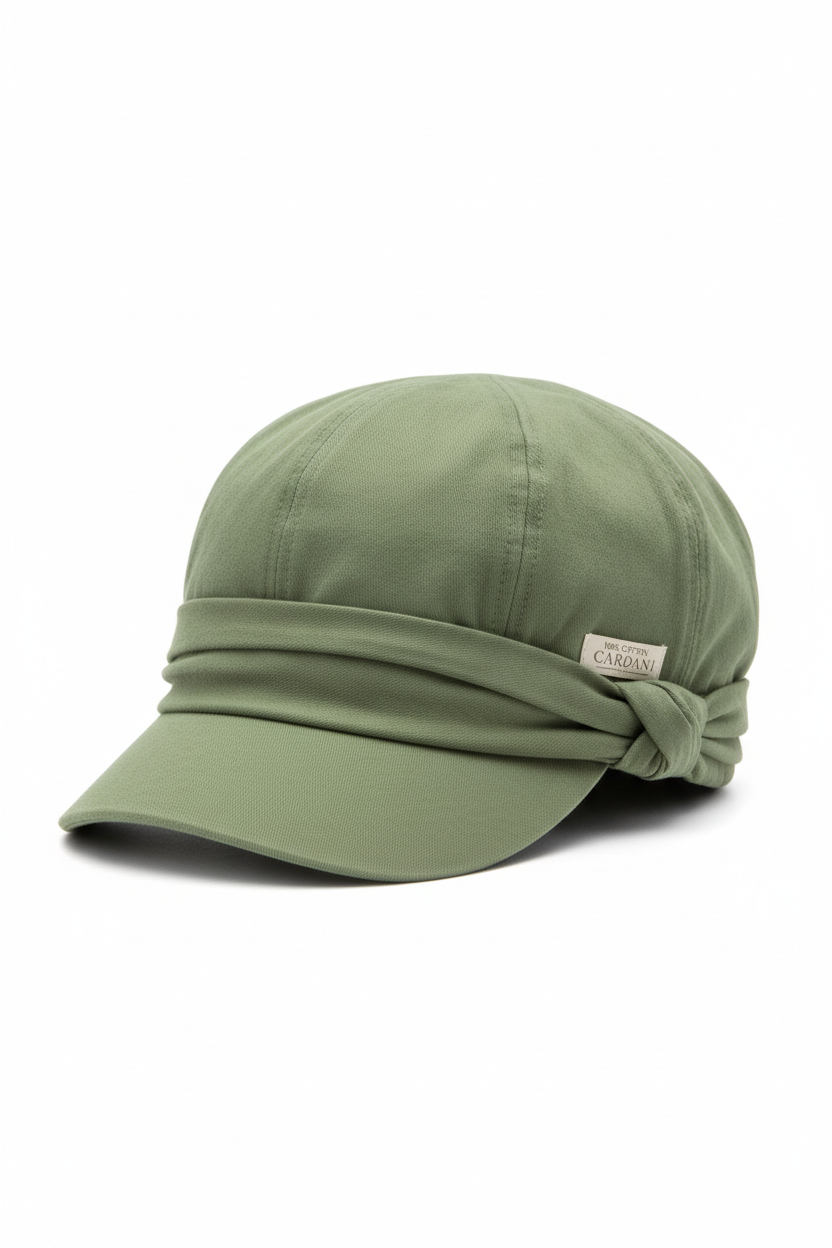 Feminine Cotton Cardani Hat with Visor in olive