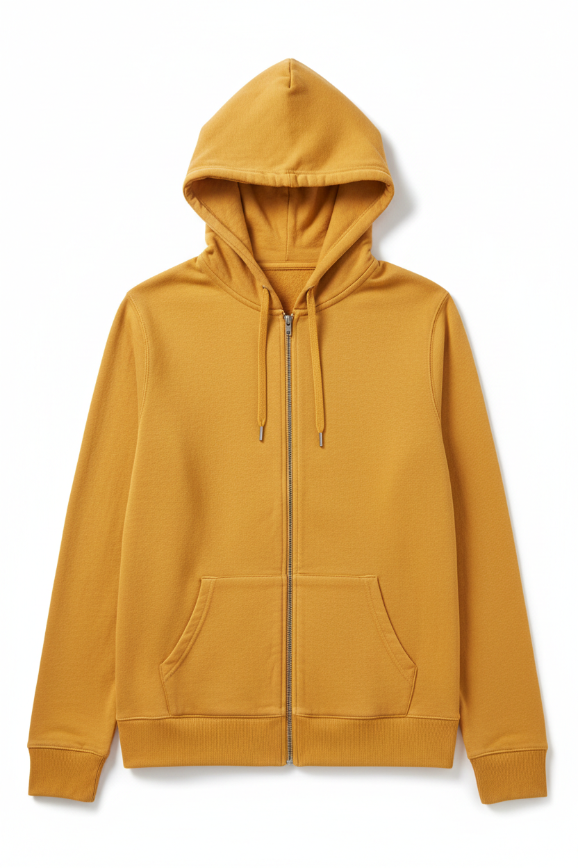 Pure Cotton Zip-Up Hoodie in yellow