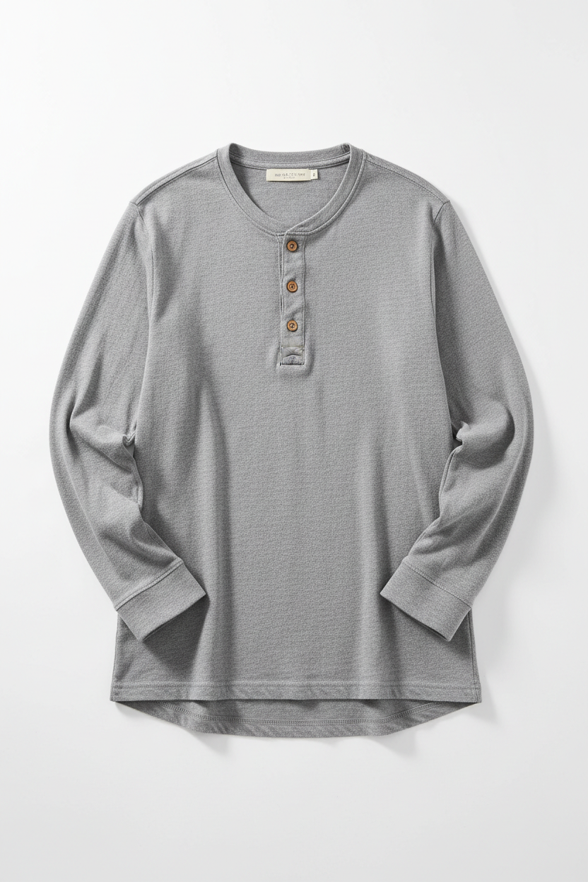 Men's Cotton Henley Shirt in gray