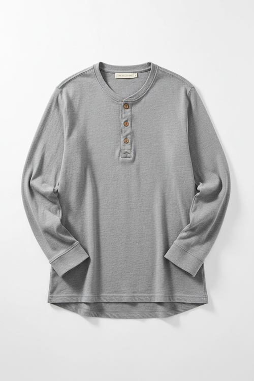 Men's Cotton Henley Shirt in gray
