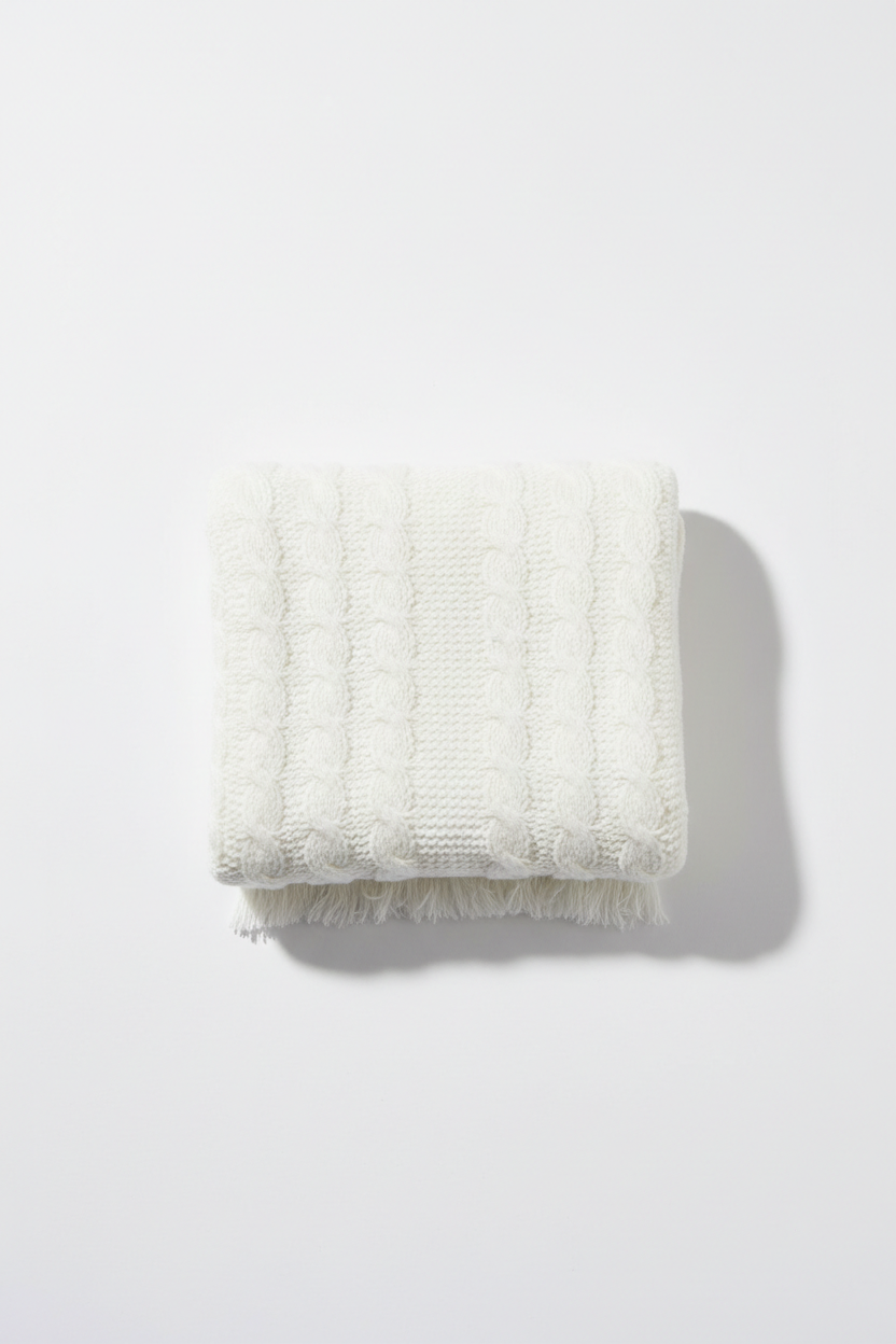 Pure Cotton Winter Neck Scarf in white
