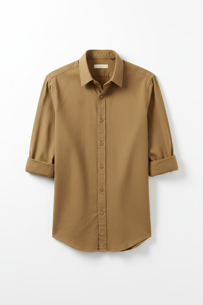 Men's Cotton Button-Down Dress Shirt in khaki