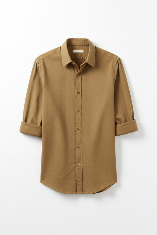 Men's Cotton Button-Down Dress Shirt in khaki