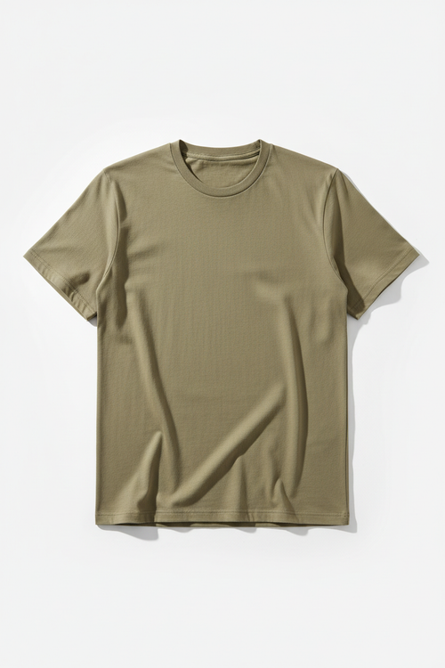 Men's Cotton Crew Neck T-Shirt in khaki