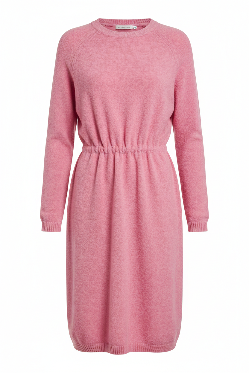 Cotton Knee Length Sweater Dress in pink
