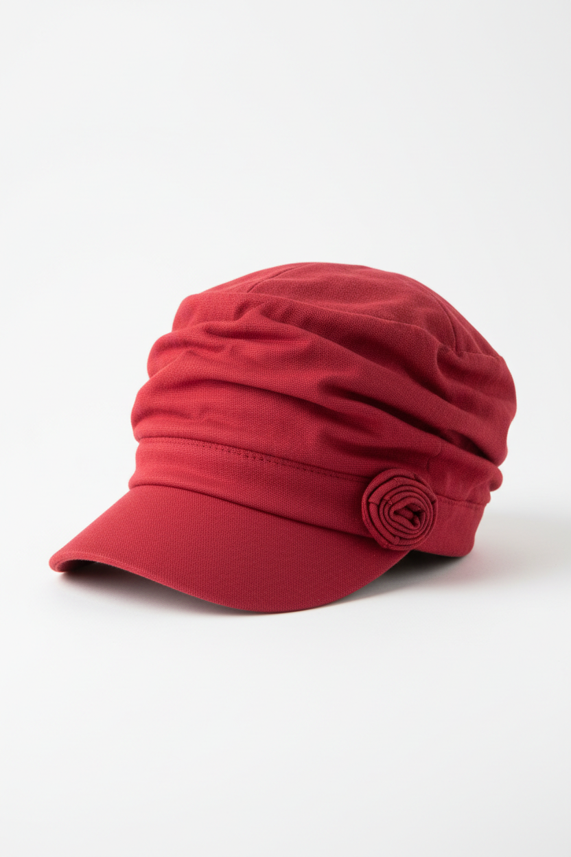 Feminine Cotton Cardani Hat with Visor in red