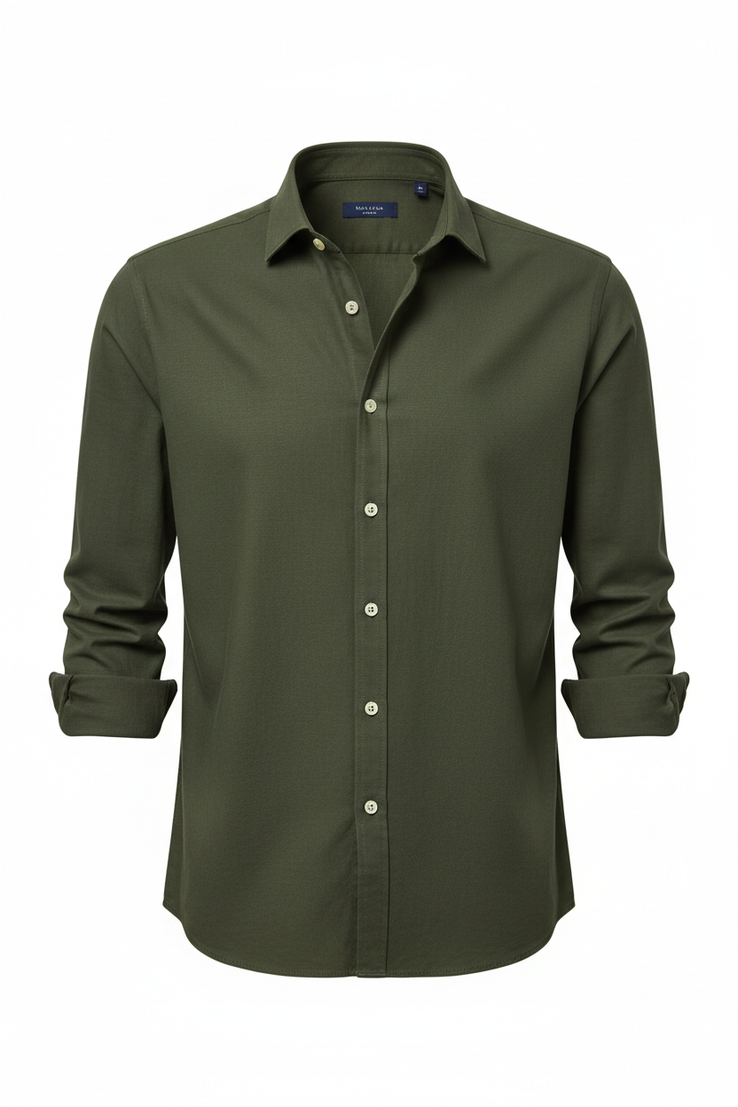 Men's Cotton Button-Down Dress Shirt in olive
