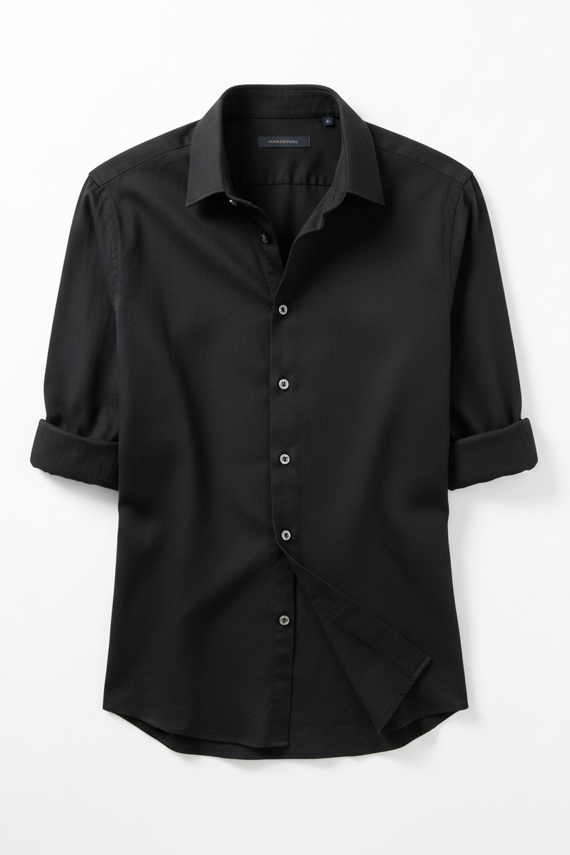Men's Cotton Button-Down Dress Shirt in black