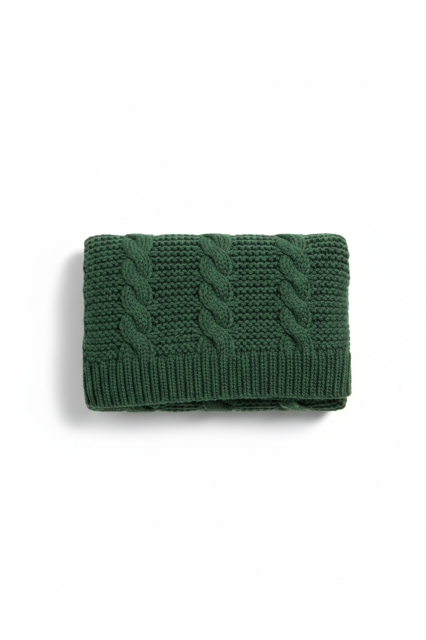 Pure Cotton Winter Neck Scarf in green