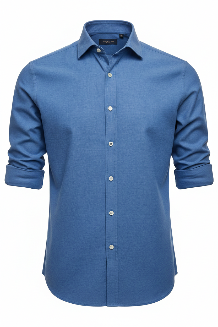 Men's Cotton Button-Down Dress Shirt in blue