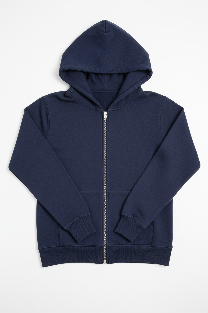 Pure Cotton Zip-Up Hoodie in navy