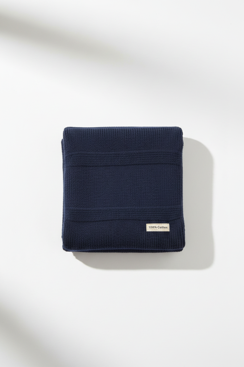 Pure Cotton Winter Neck Scarf in navy