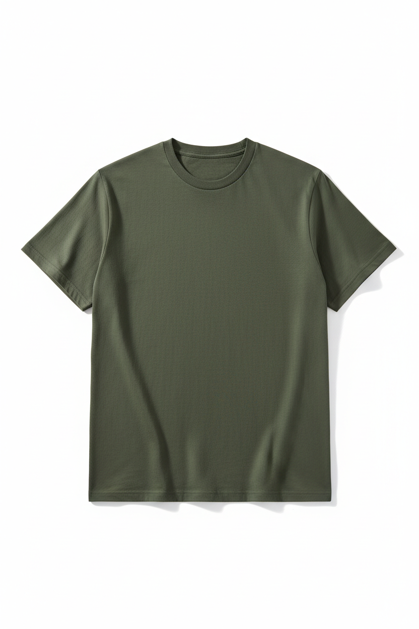 Men's Cotton Crew Neck T-Shirt in olive