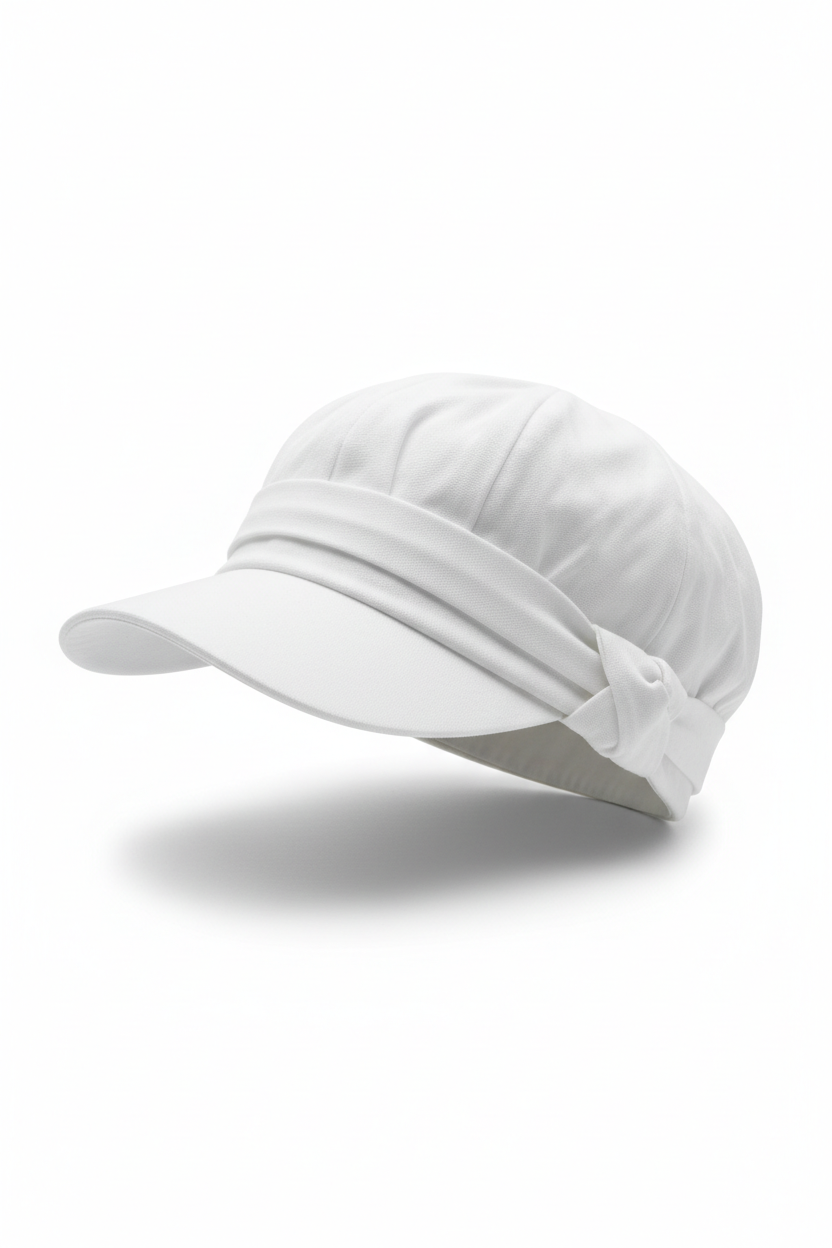 Feminine Cotton Cardani Hat with Visor in white