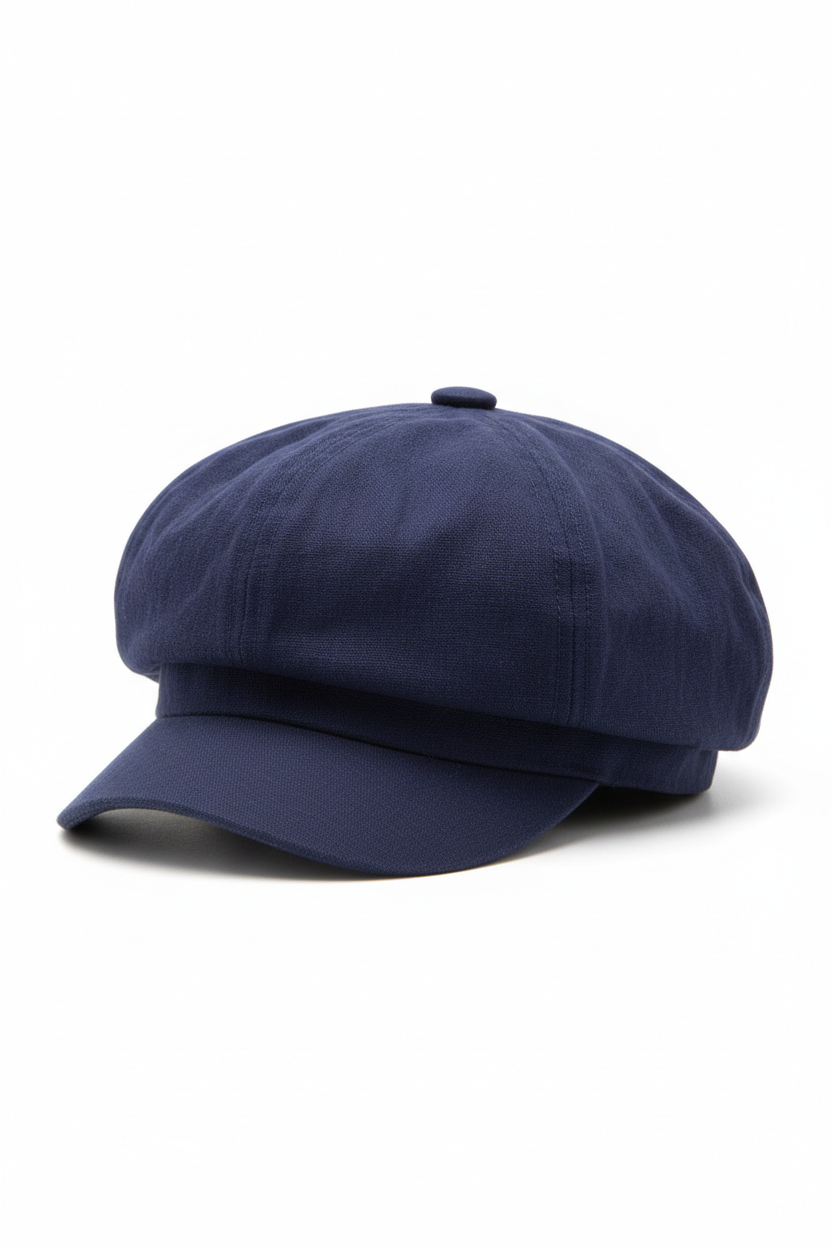Feminine Cotton Newsboy Cap in navy