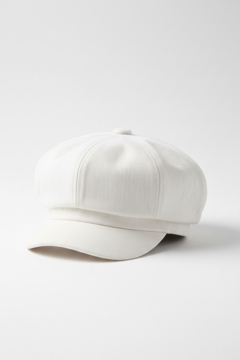 Feminine Cotton Newsboy Cap in white