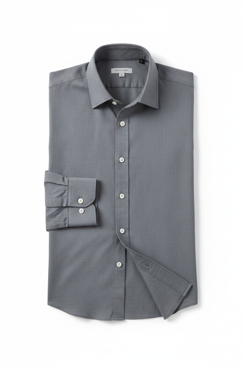 Men's Cotton Button-Down Dress Shirt in gray