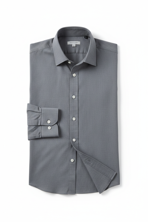 Men's Cotton Button-Down Dress Shirt in gray