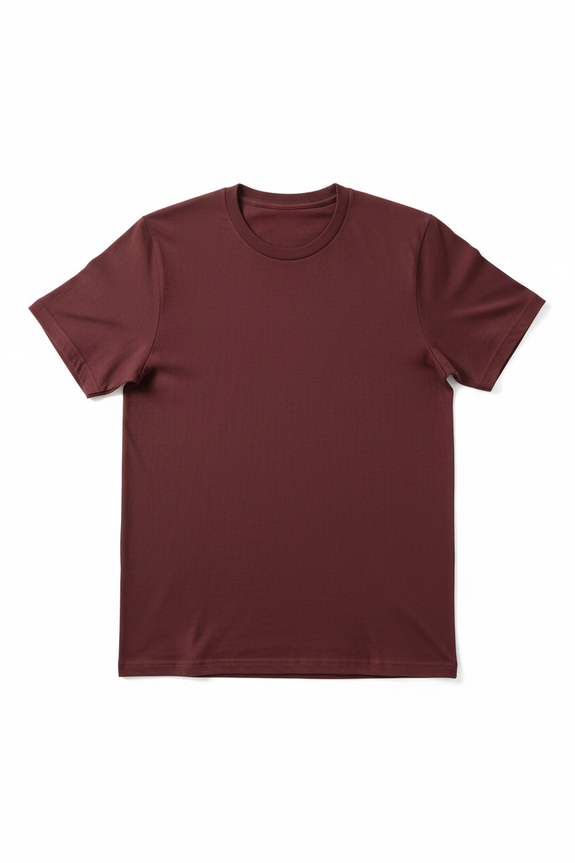 Men's Cotton Crew Neck T-Shirt in maroon